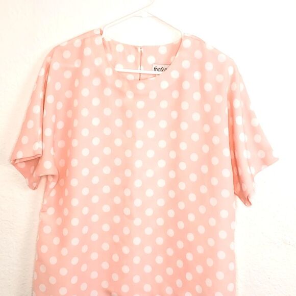 That's Me women's Vintage Pink Polka Dot Blouse - Picture 4 of 5